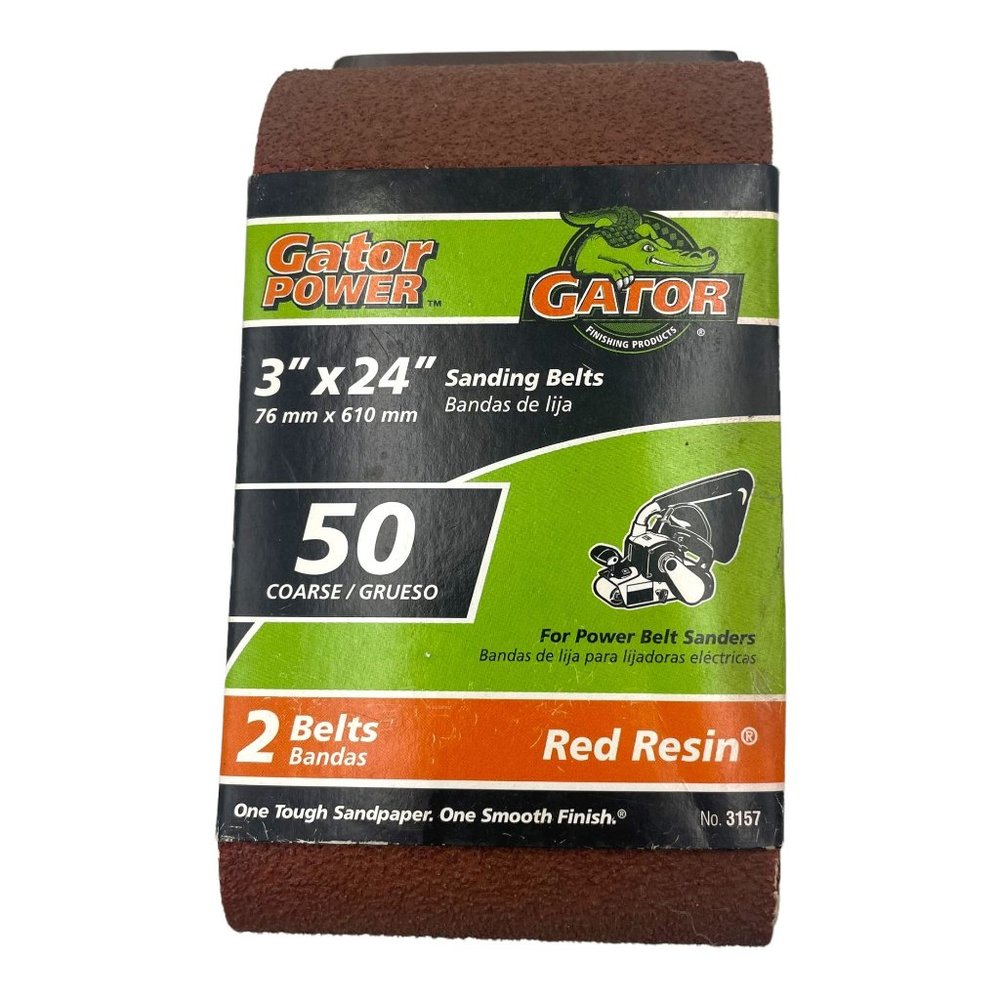 Gator 3157 Heavy Duty 50 Grit Aluminum Oxide Coarse Sanding Belts 3 x 24"